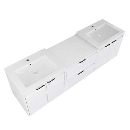 72" Bathroom Vanity With Resin Sink, Soft Close Doors, and 1-Side Cabinet
