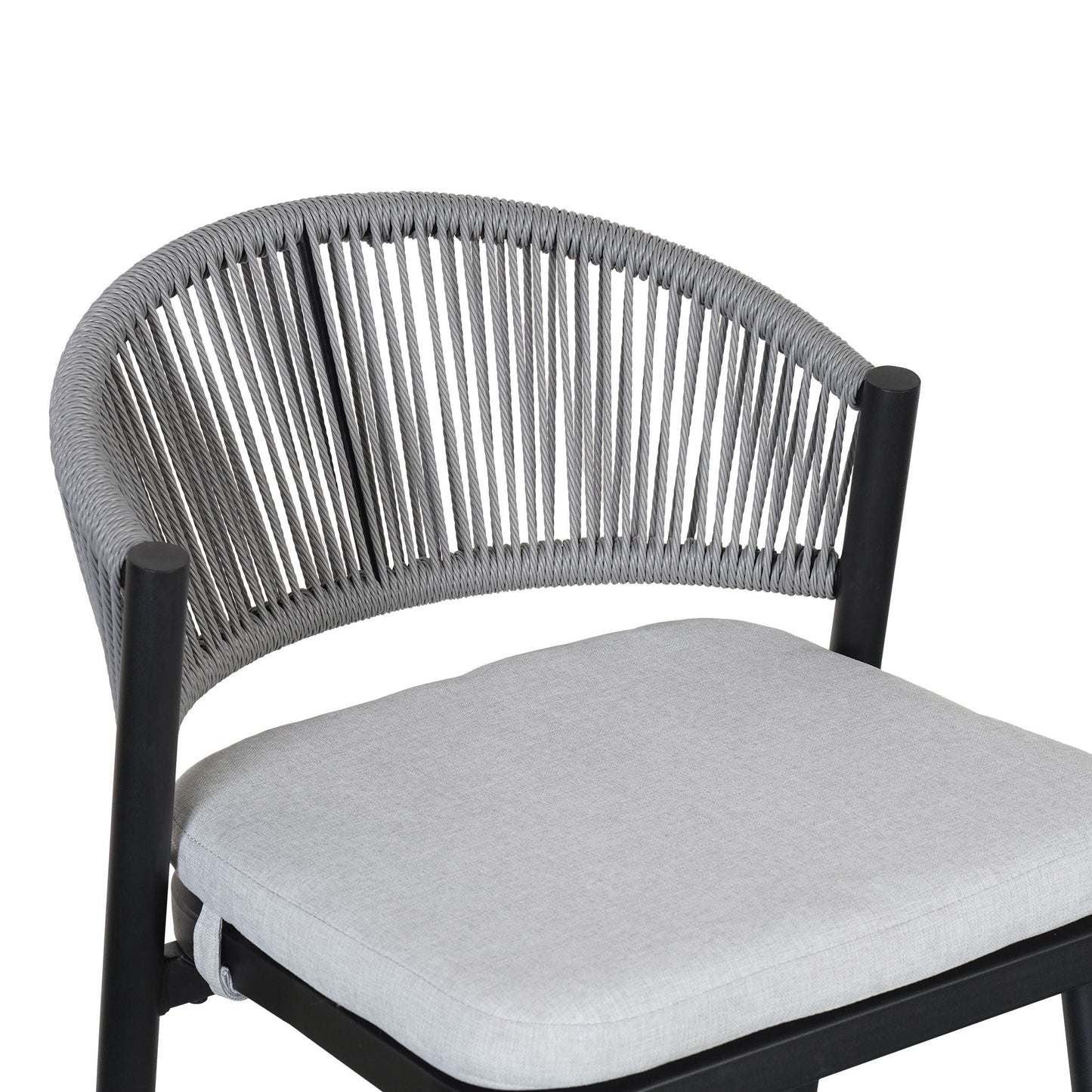 Outdoor Bar Height Metal Frame Counter Stools with Scallop-Shaped Backrest & Water-Resistant Cushions