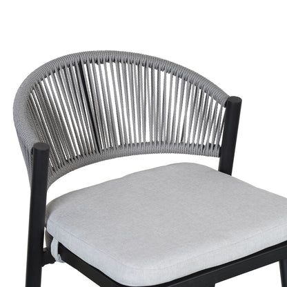Outdoor Bar Height Metal Frame Counter Stools with Scallop-Shaped Backrest & Water-Resistant Cushions