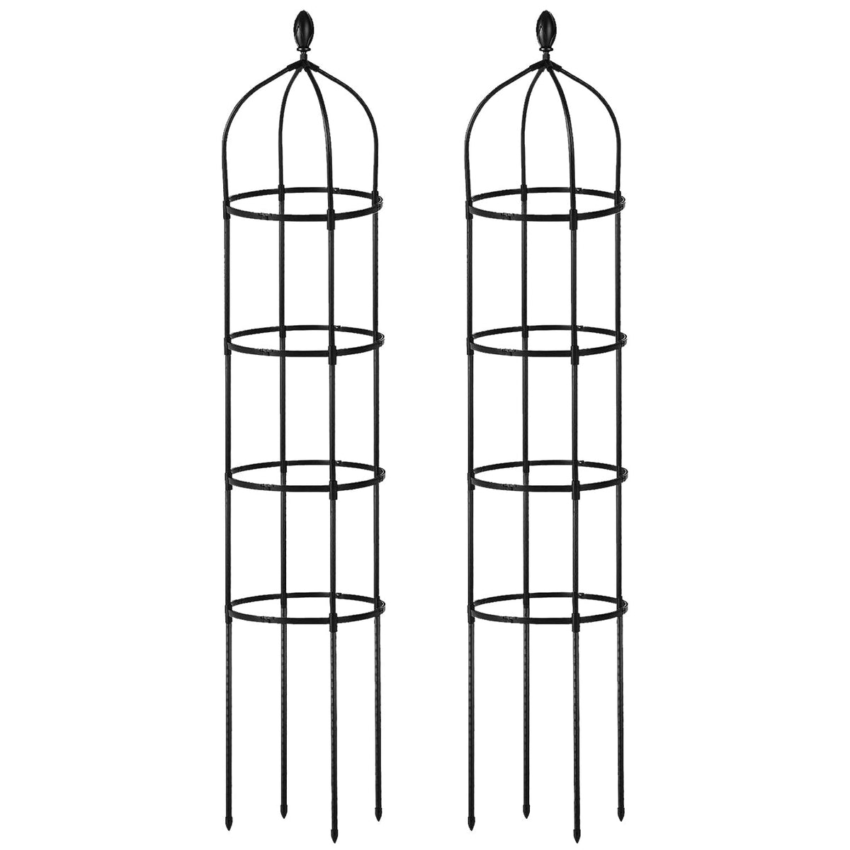 2 Packs Garden Obelisk Trellis 5.9FT Plants Tower for Climbing Plants Flower Vegetable Vine Support Rustproof Garden Plant Trellis Black