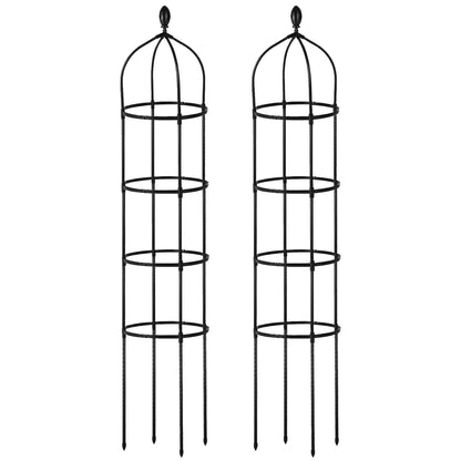 2 Packs Garden Obelisk Trellis 5.9FT Plants Tower for Climbing Plants Flower Vegetable Vine Support Rustproof Garden Plant Trellis Black