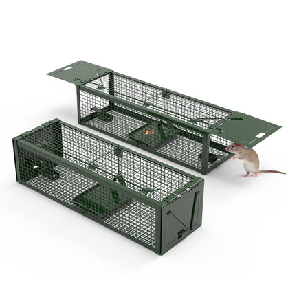 2-Pack Humane Live Rat Trap Cage with Dual Doors