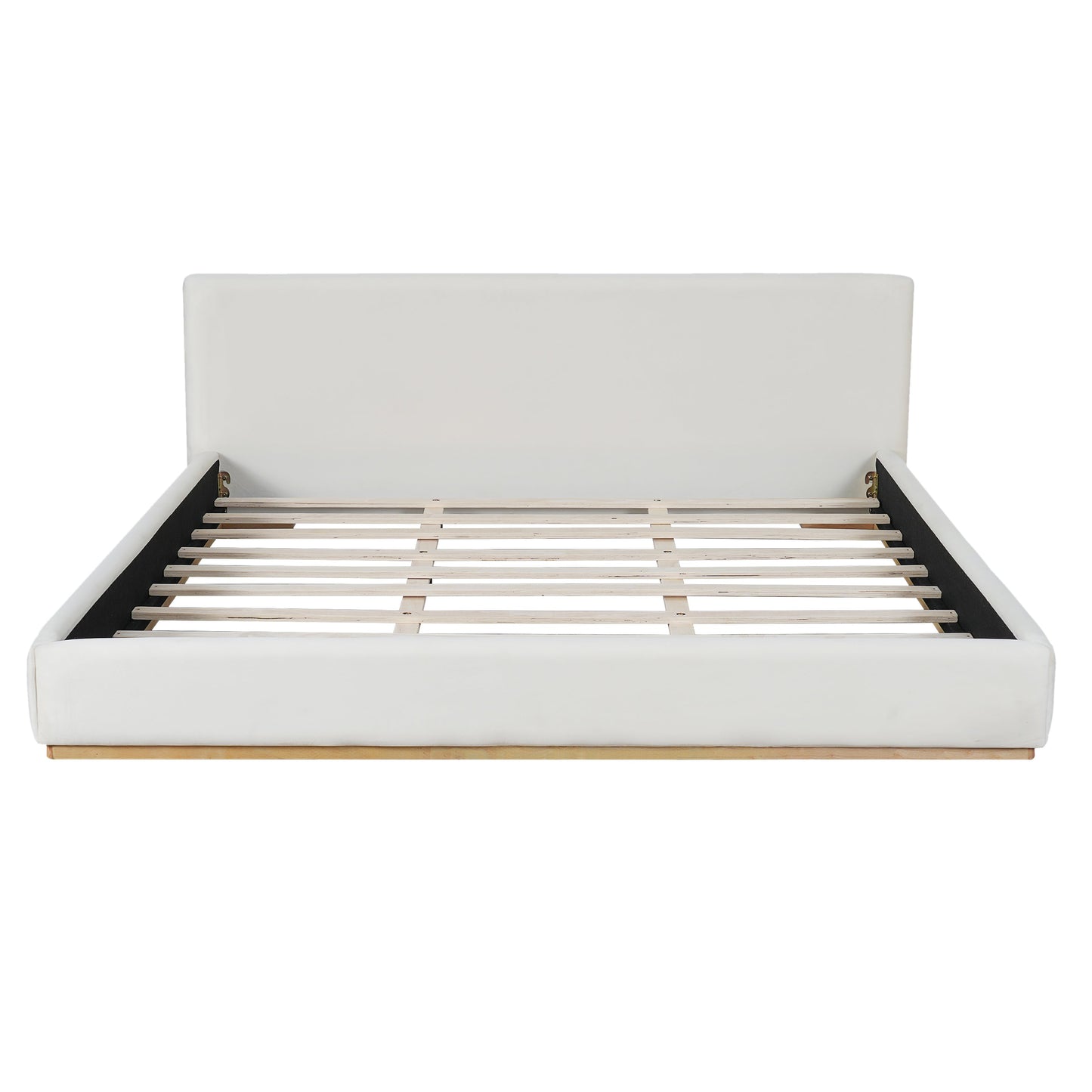 Elegant Upholstered Bed With Solid Wood Frame, King