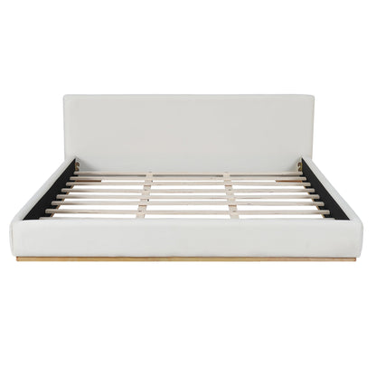 Elegant Upholstered Bed With Solid Wood Frame, King