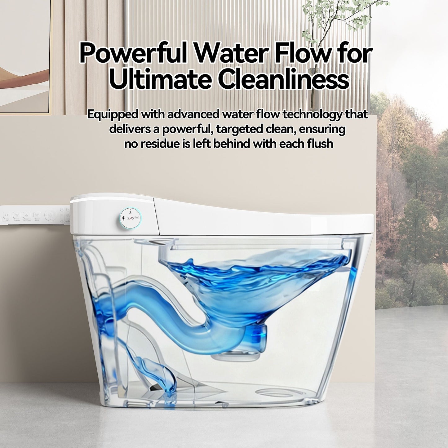 Smart Bidet Toilet With Auto Open / Close Seat, Warm Water Wash, Heated Seat, And Wireless Remote Control