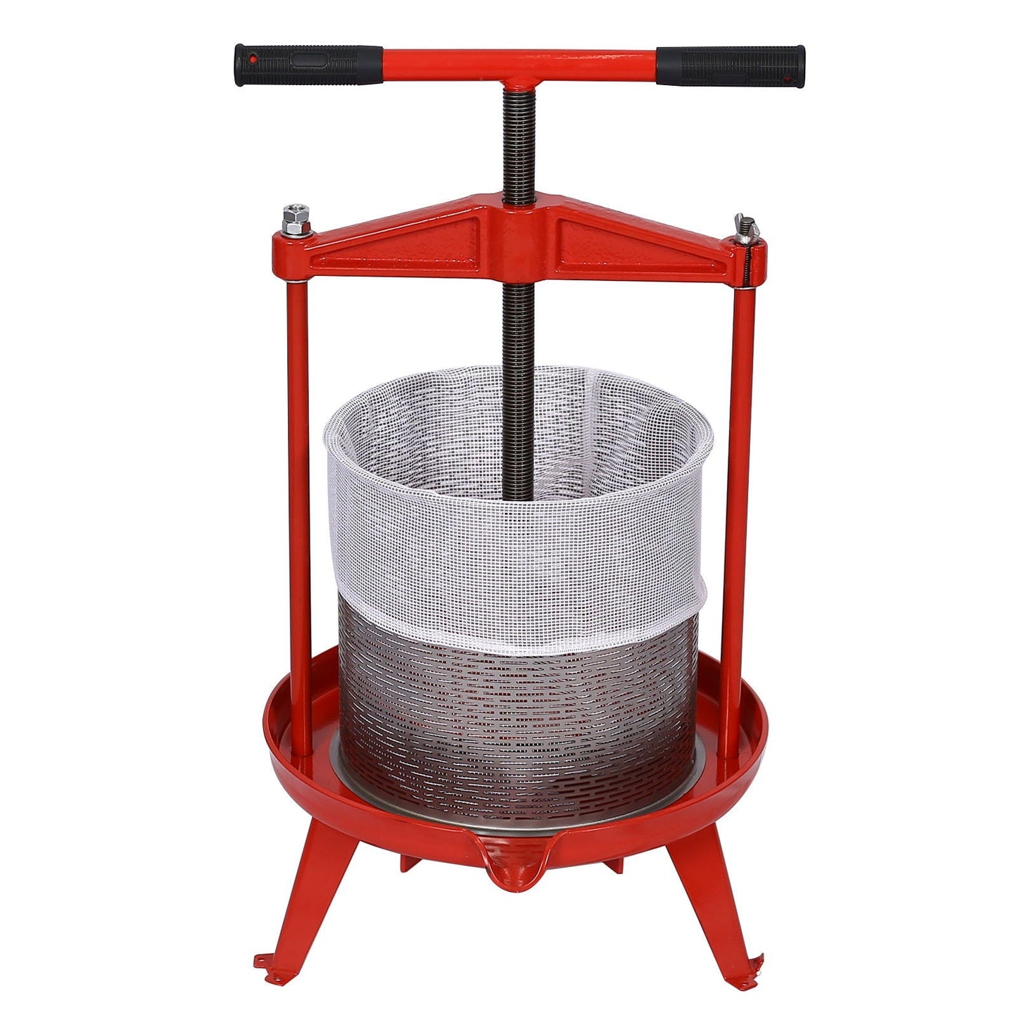 Fruit and Wine Press With T-Shaped Hand Shank, 3.69 Gallon / 14L - Red