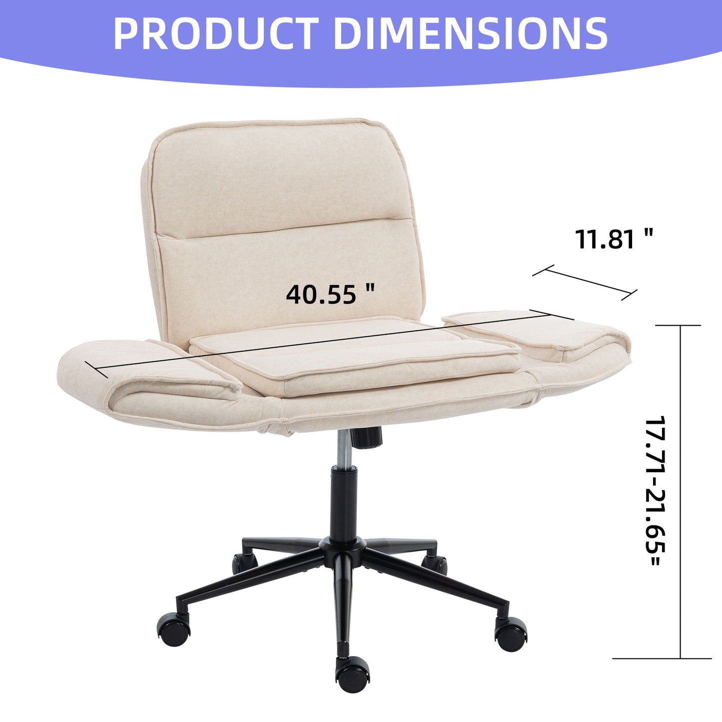 Criss Cross Swivel Desk Chair With Adjustable Armrests & Wheels For Home Office