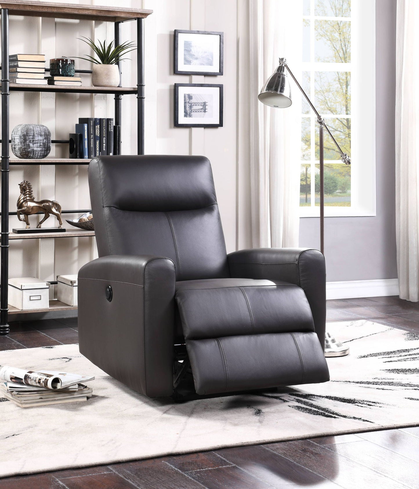 Blane Top Grain Leather Match Power Motion Recliner - Brown
