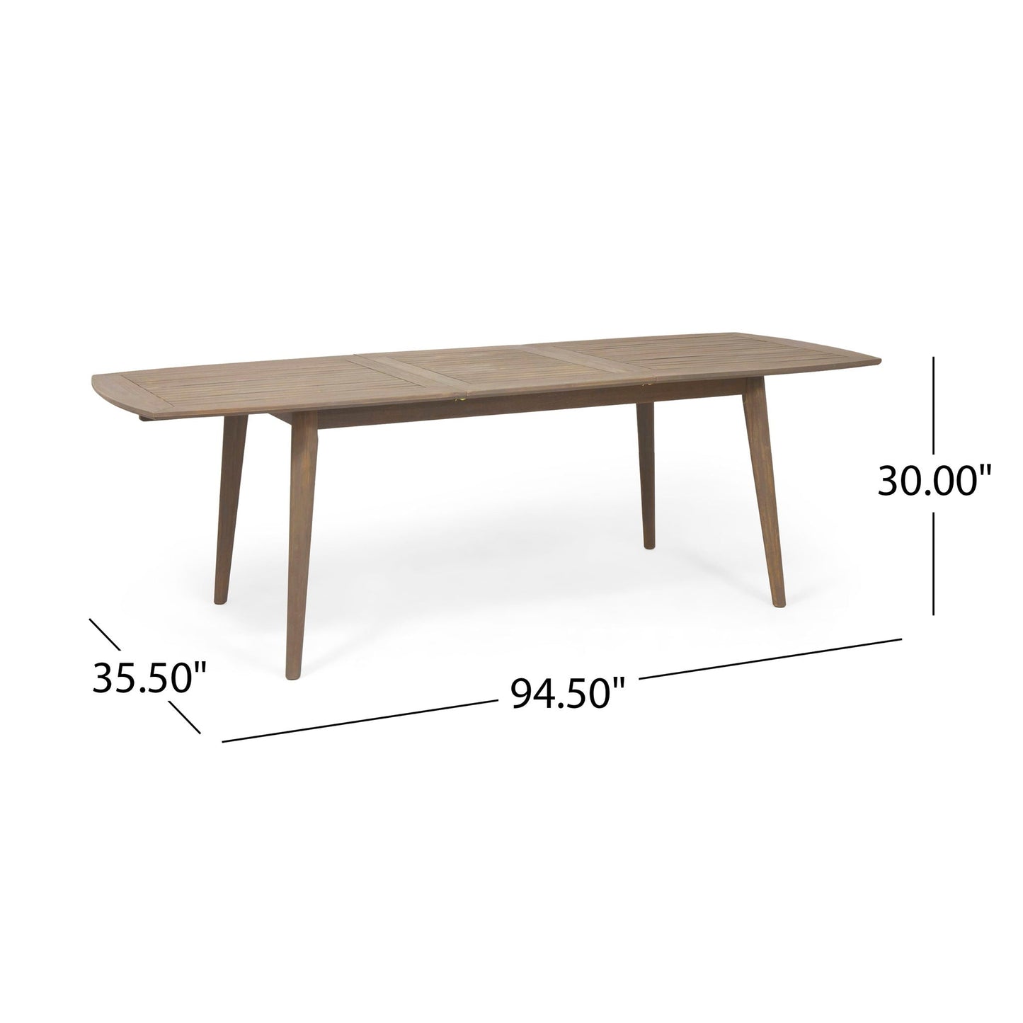 Placidity Outdoor Expandable Dining Table with Slatted Tabletop and Tapered Legs