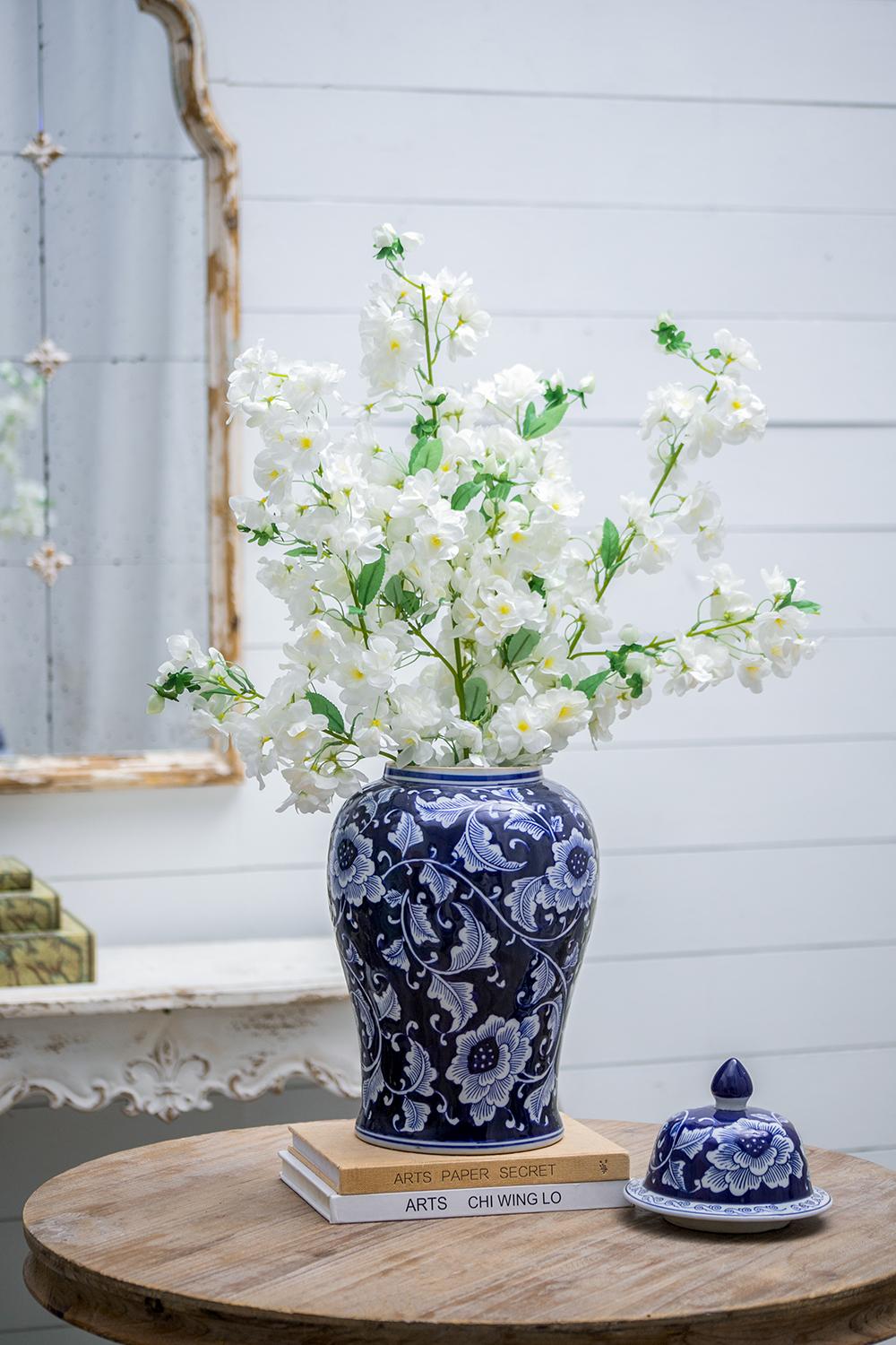 9.5x9.5x18" Porcelain Decorative Ginger Jar