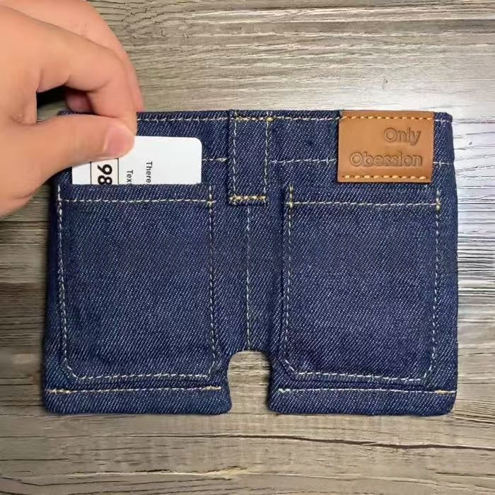 Jeans Wallet Foldable Denim Shaped Coin Purse And Card Holder