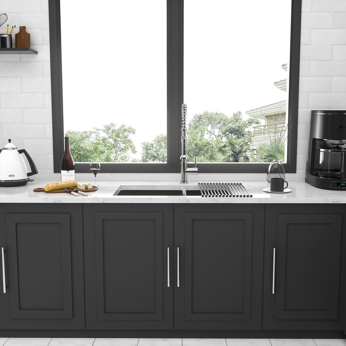 Modern Double Bowl Undermount Kitchen Sink 50 / 50 Design Stainless Steel