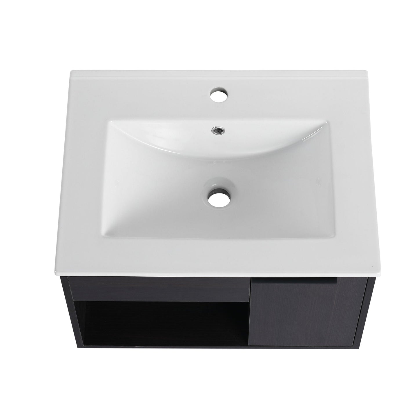 Wall Mounted Floating Bathroom Vanity With Open Shelf & Soft Close Door
