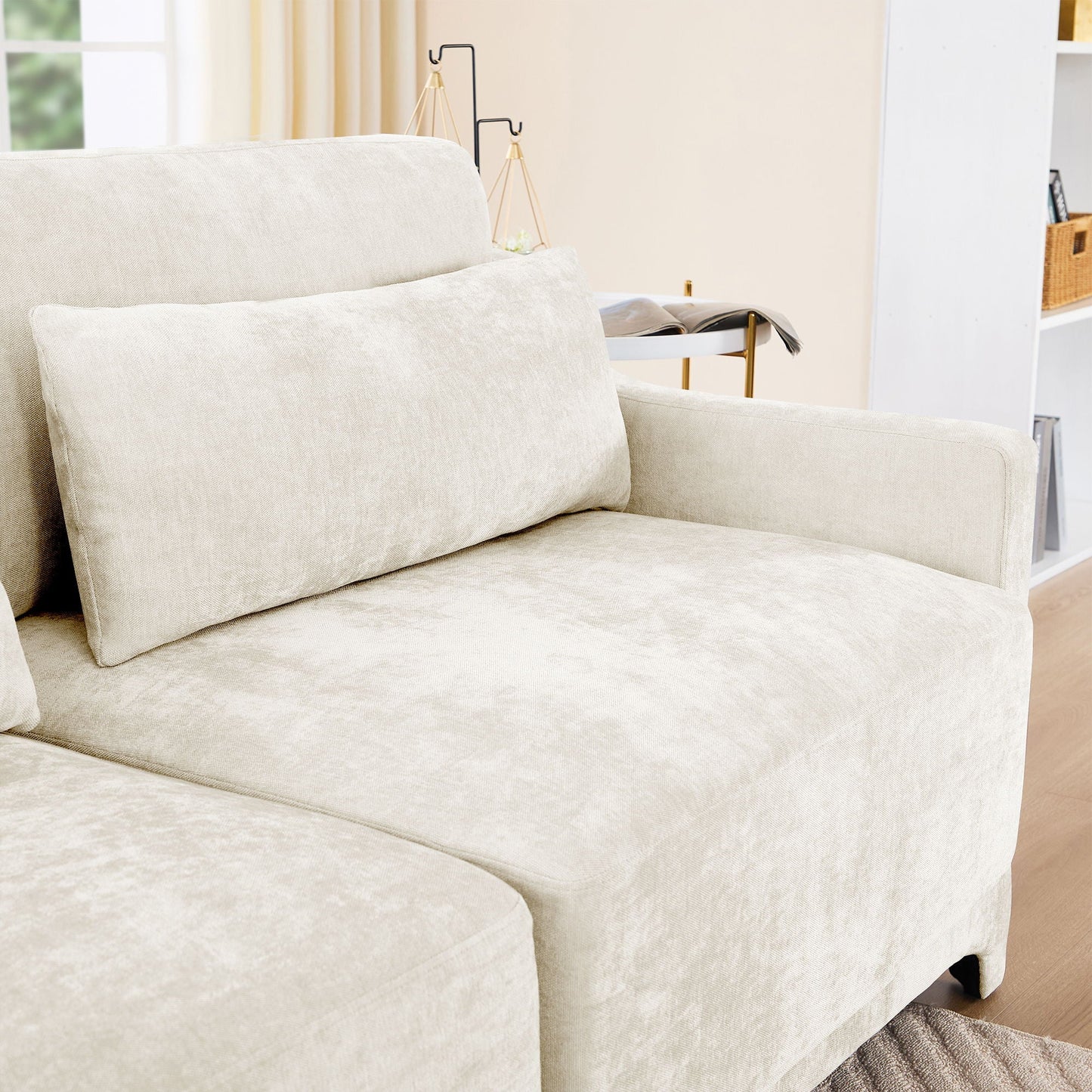 Stylish Sofa With Ottoman And Lumbar Pillows, Ergonomic Design