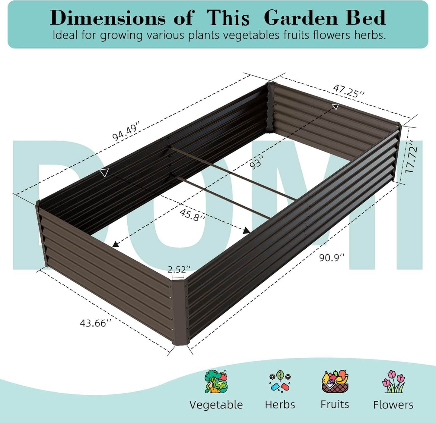 8x4x1.5 ft Galvanized Raised Garden Bed