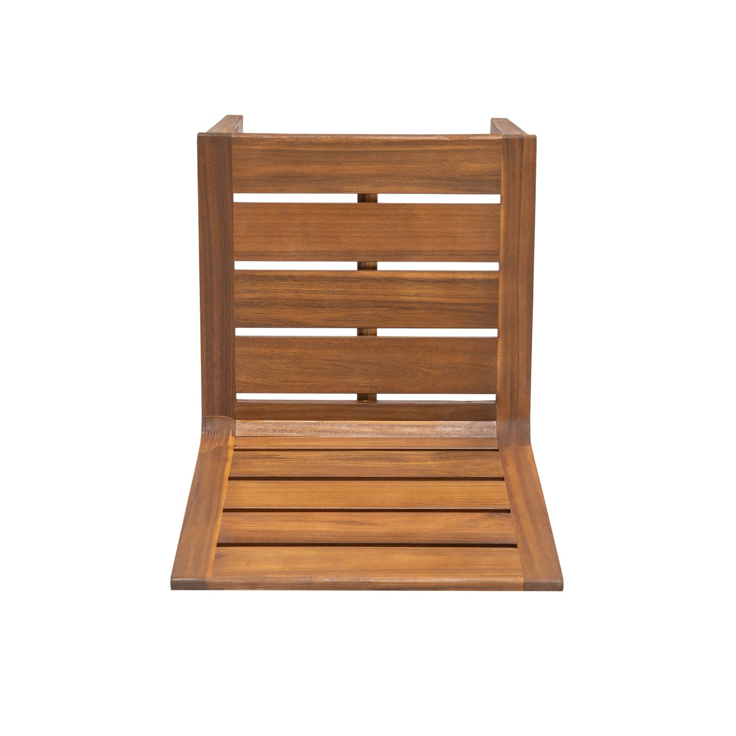 7 Piece Outdoor Acacia Wood Dining Set, 71" Teak Finish Rectangular Table with 6 Slatted Back Chairs