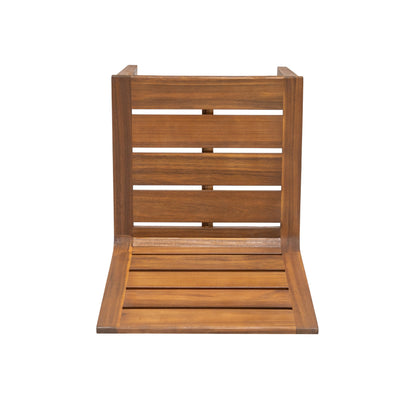 7 Piece Outdoor Acacia Wood Dining Set, 71" Teak Finish Rectangular Table with 6 Slatted Back Chairs