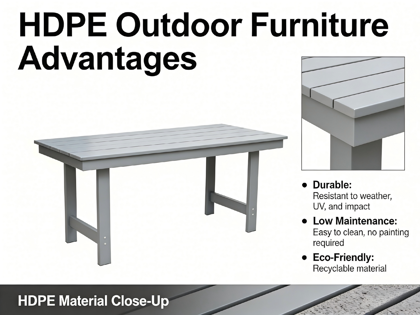 HDPE Outdoor Patio Dining Set - Table and Six Chairs