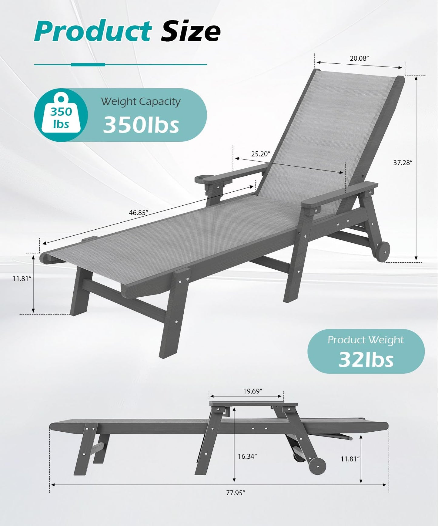 Outdoor Pool Lounge Chairs Set of 2