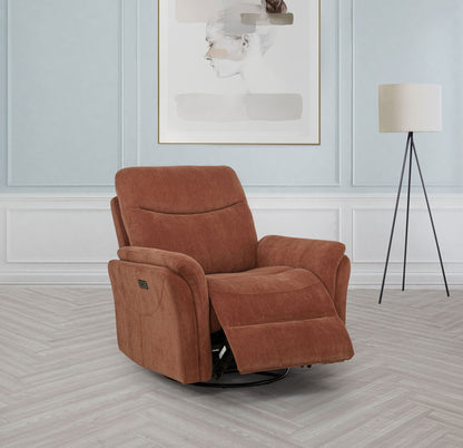 Adler Upholstered Power Swivel Glider Recliner Rust