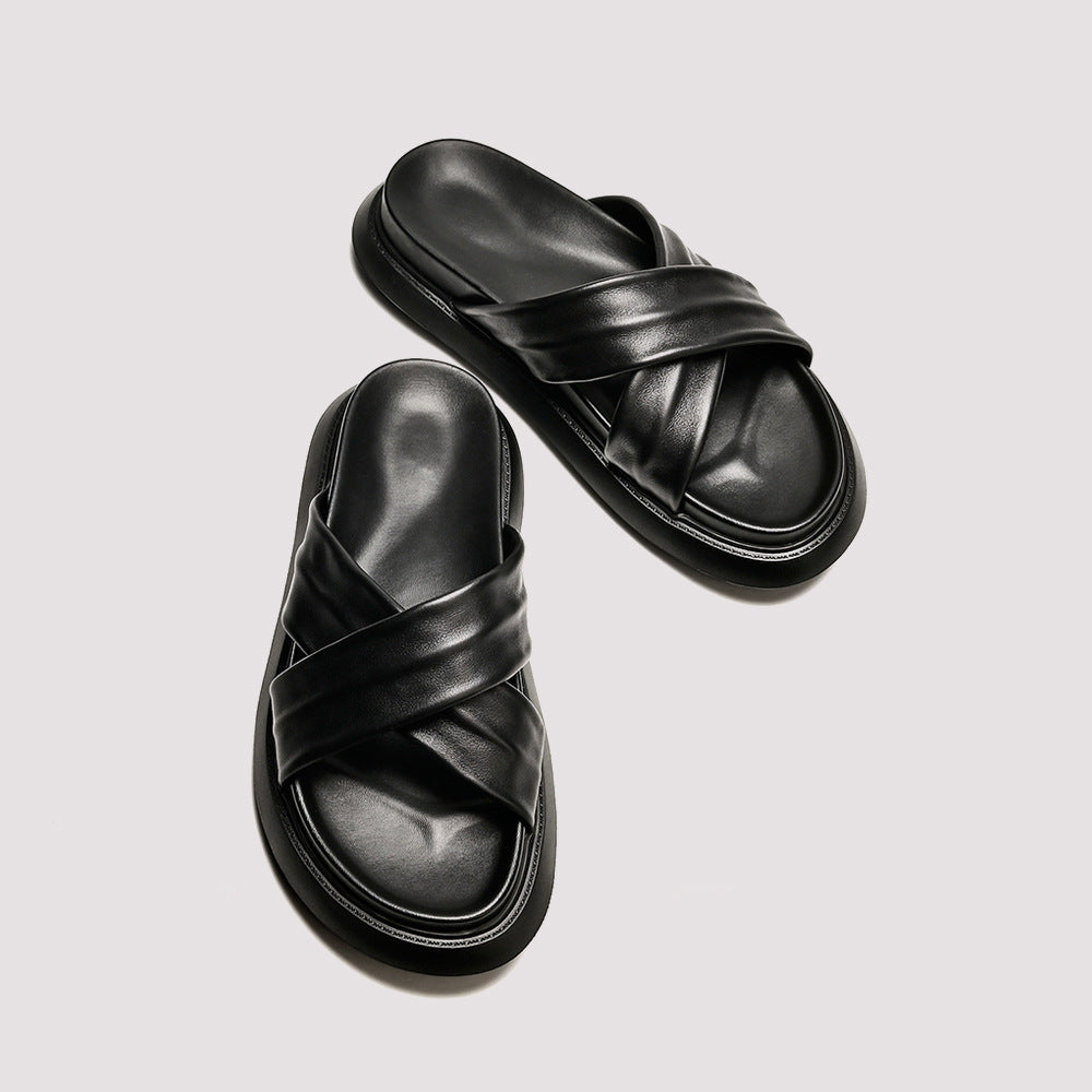 Mens Stylish Casual Cross-strap Beach Sandals With A Soft