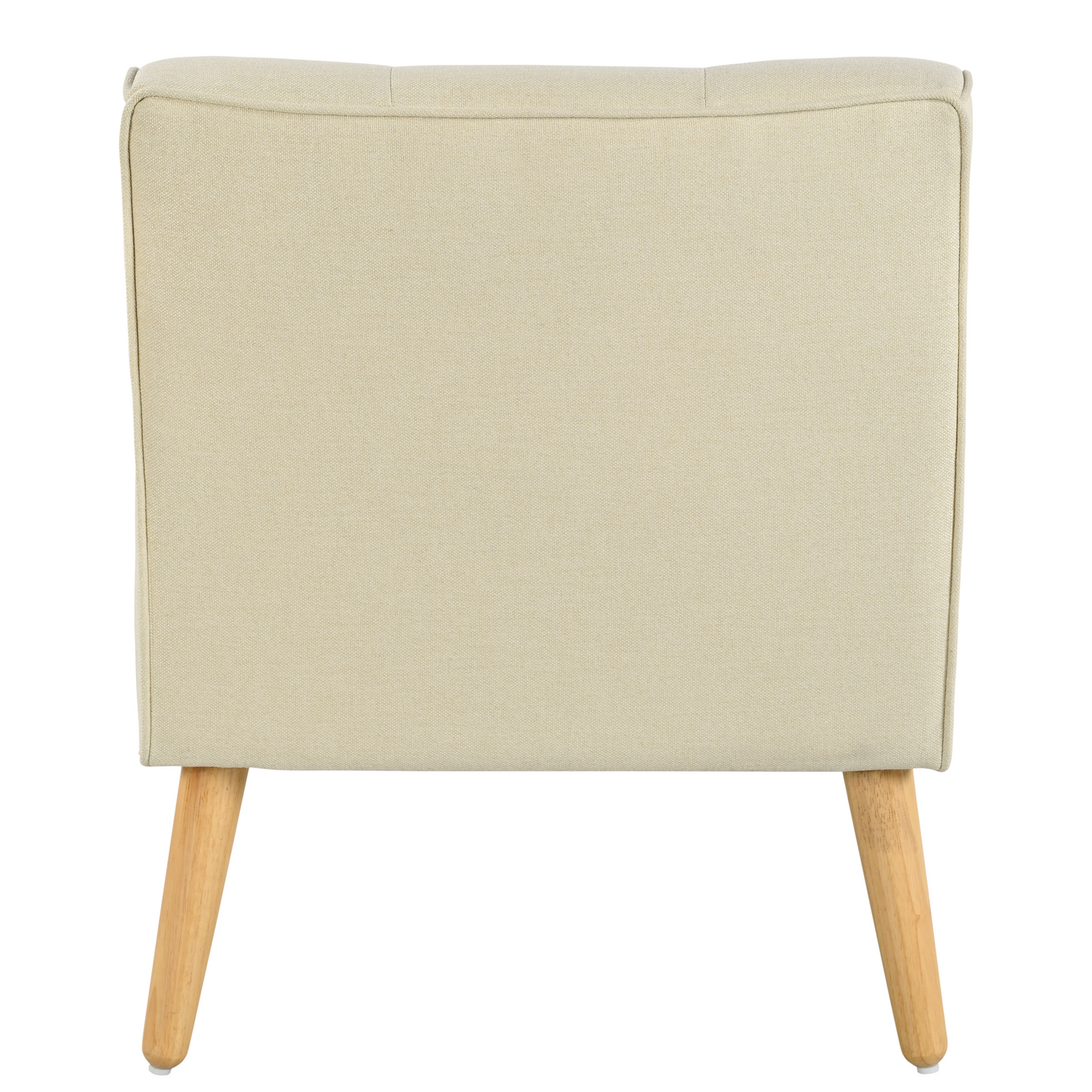 Mid-Century Modern Armchair - Tufted Fabric Accent Chair with Solid Wood Legs