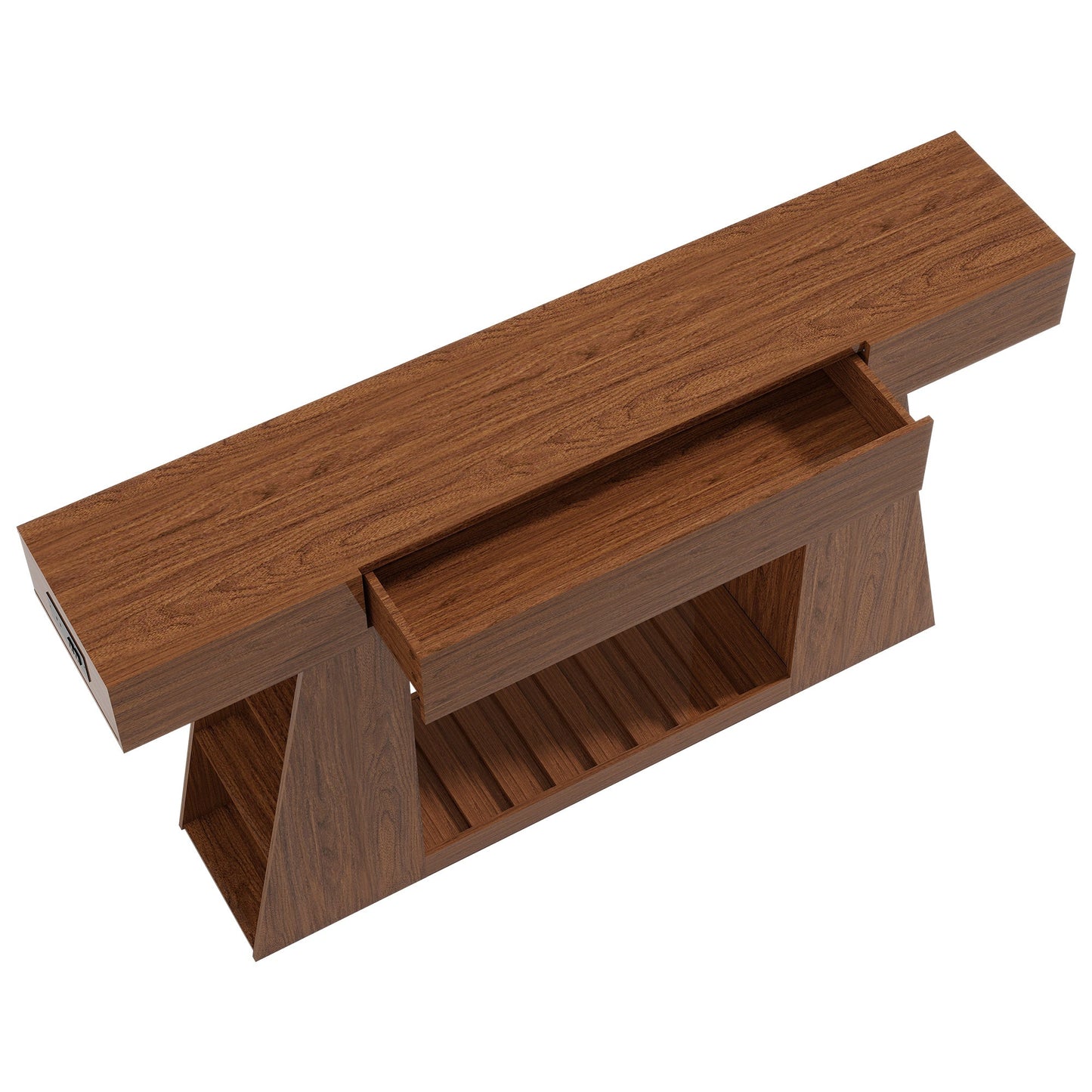 60 Inch Narrow Console Table with Built-in Power Outlet