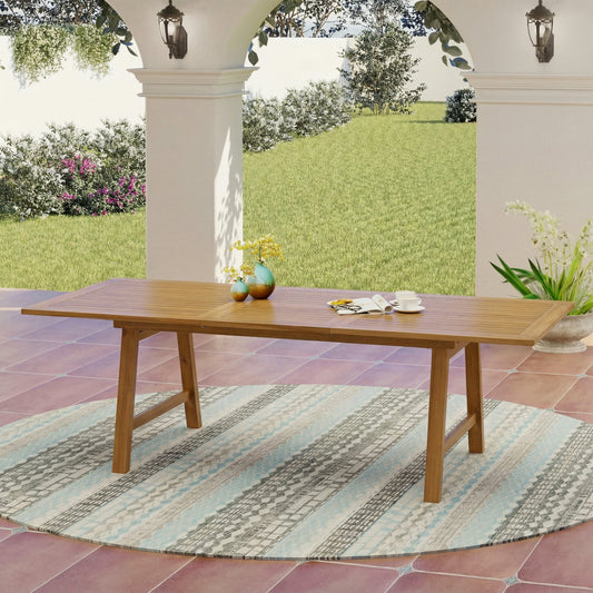 Extendable Acacia Wood Outdoor Dining Table