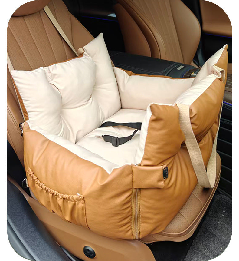Waterproof Dog Car Seat Bed 2 In 1 Convertible Pet Travel Carrier Safety Booster Seat With Storage Pocket Washable Anti Slip Puppy Car Bed For Small Medium Dogs Reversible 2 Sided Design