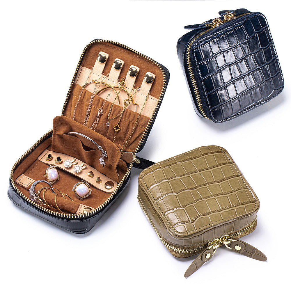 Pattern High Appearance Jewelry Box Genuine Leather Portable
