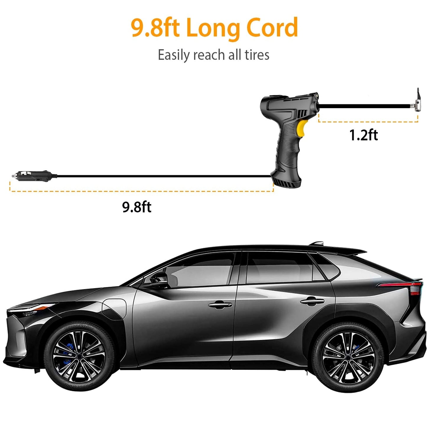 Portable Car Tire Inflator DC 12V Digital Car Air Pump Compressor Electric Air Pump w/LED Light 150PSI
