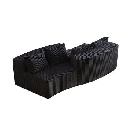 Curved Sectional Sofa With 4 Pillows, Modular Semi Circular Design