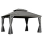 13x15FT Outdoor Hardtop Gazebo with Galvanized Steel Double Roof