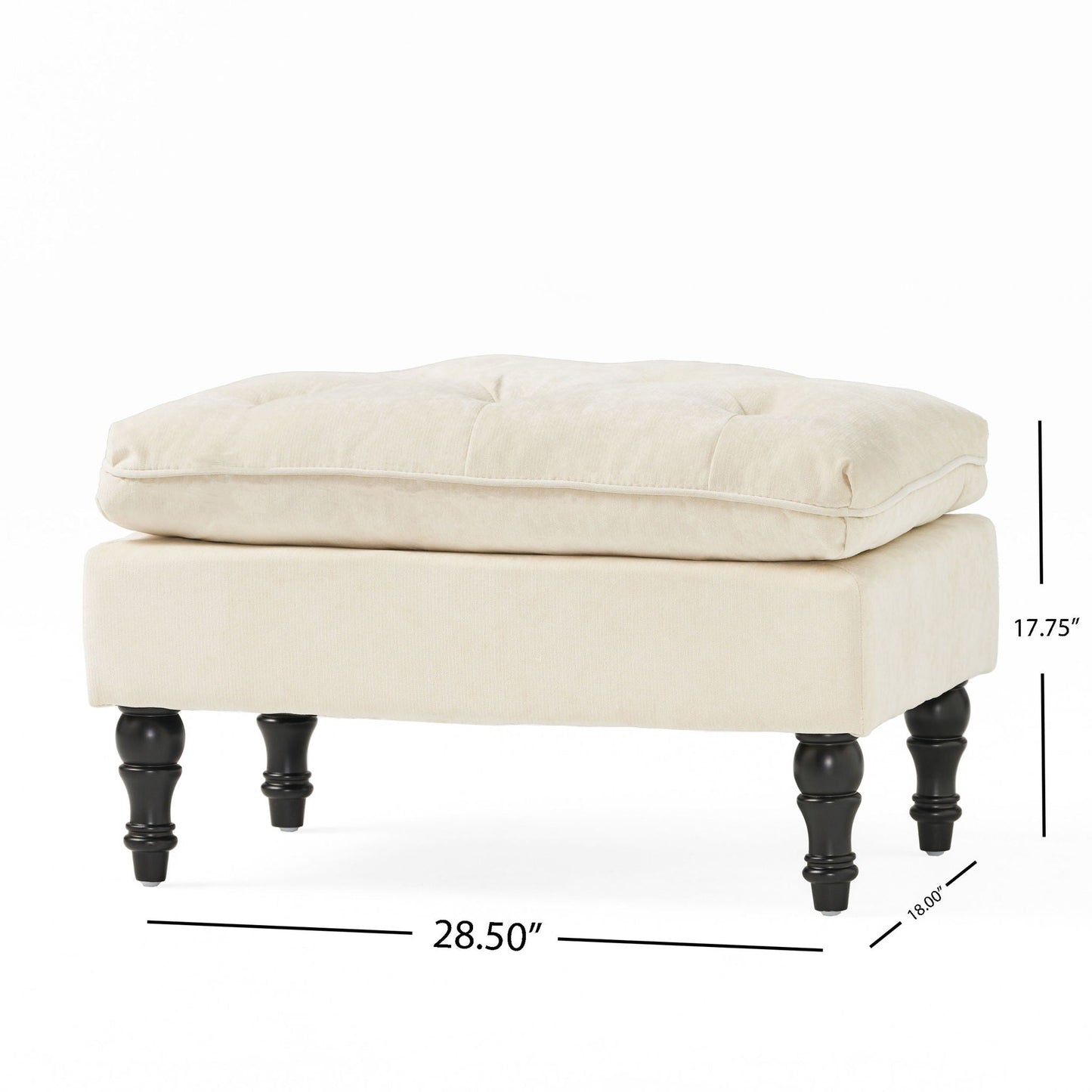 Lofton Pillow Top Ottoman With Button Tufting - Cream