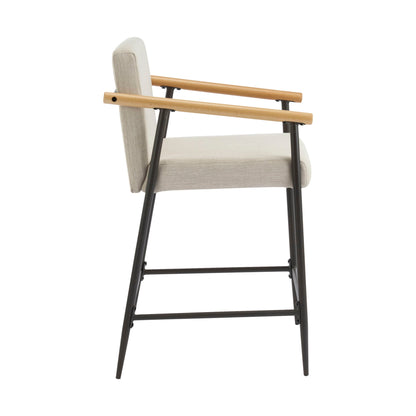 Mid Century Modern Counter Stool Set With Iron Frame