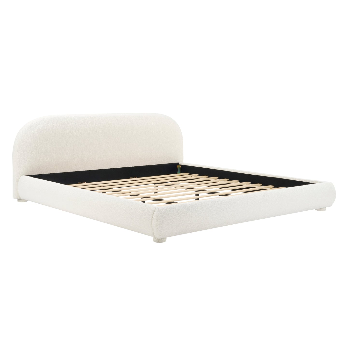 Cream Style Fabric Upholstered Bed, Simple Modern Bedroom King