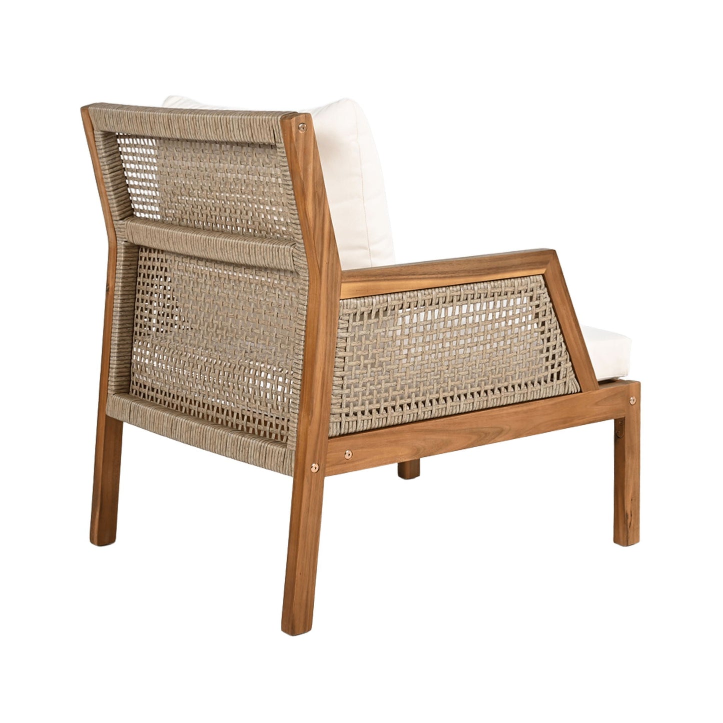 Acacia Wood Patio Furniture Club Chair, Outdoor Wicker Armchair