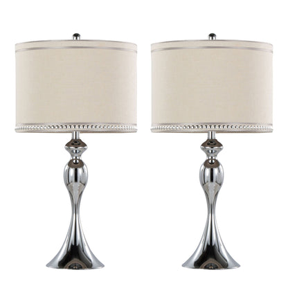 Ashland - Contemporary Table Lamp With Trim (Set of 2) - Polished Chrome / Cream