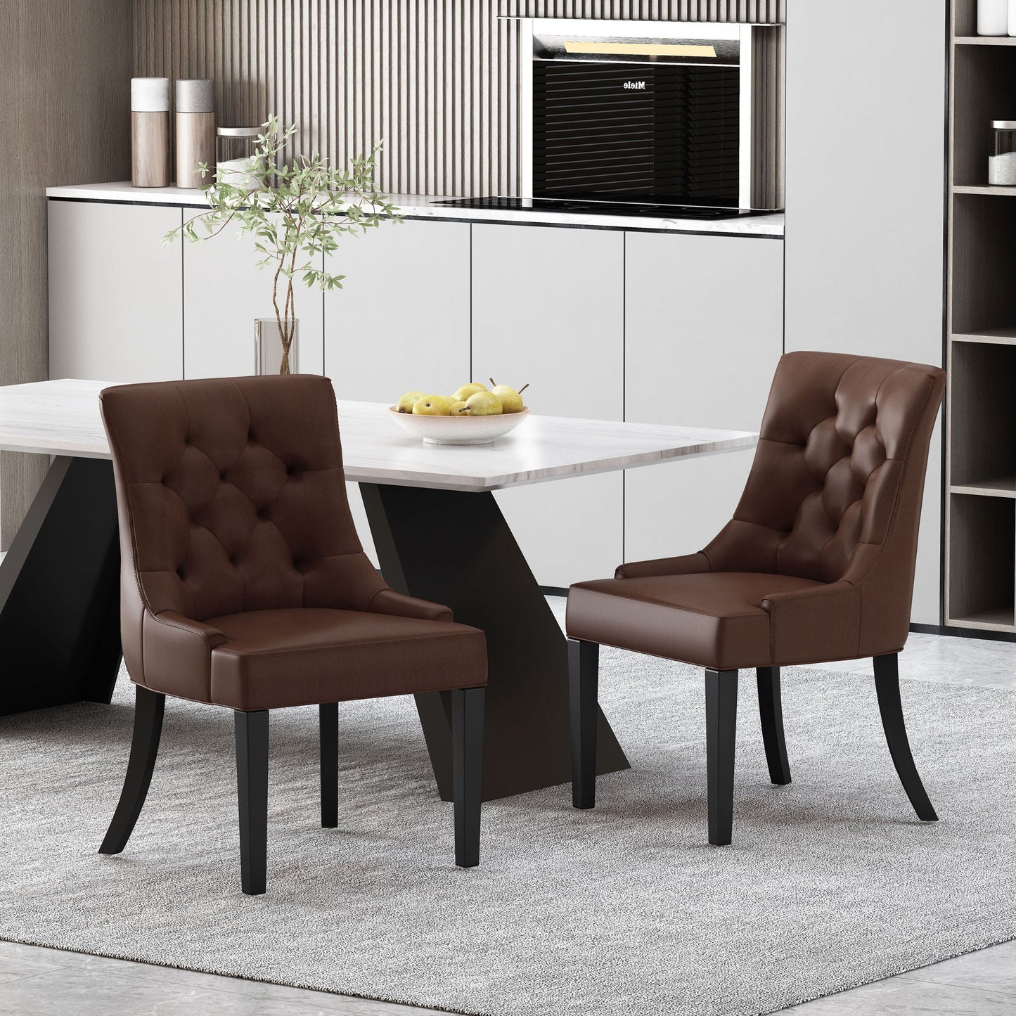 Cheney Contemporary Dining Chair Tufted Upholstery (Set of 2)