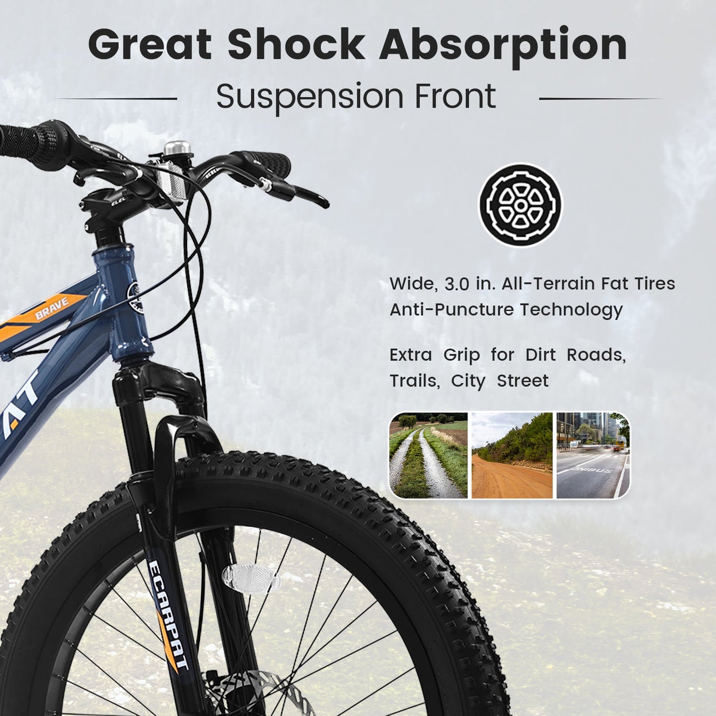 Elecony 24 Inch Fat Tire Mountain Bike