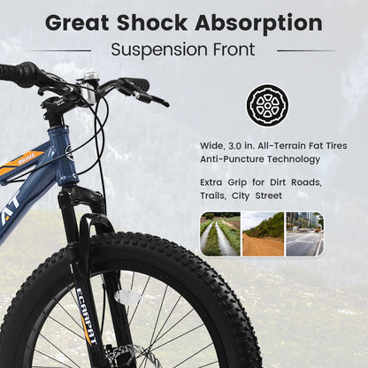 Elecony 24 Inch Fat Tire Mountain Bike