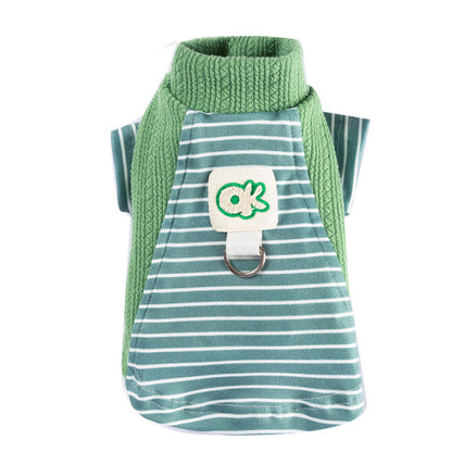 Cute Striped Dog Shirts With Belt Loops, Soft Knitted Pet Clothes For Puppies And Cats, Fashionable Puppy Clothing