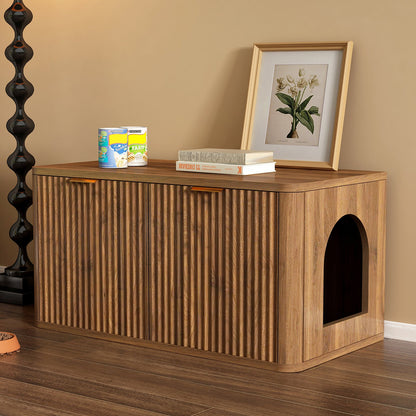 31.5" Walnut Finish Hidden Litter Box Furniture