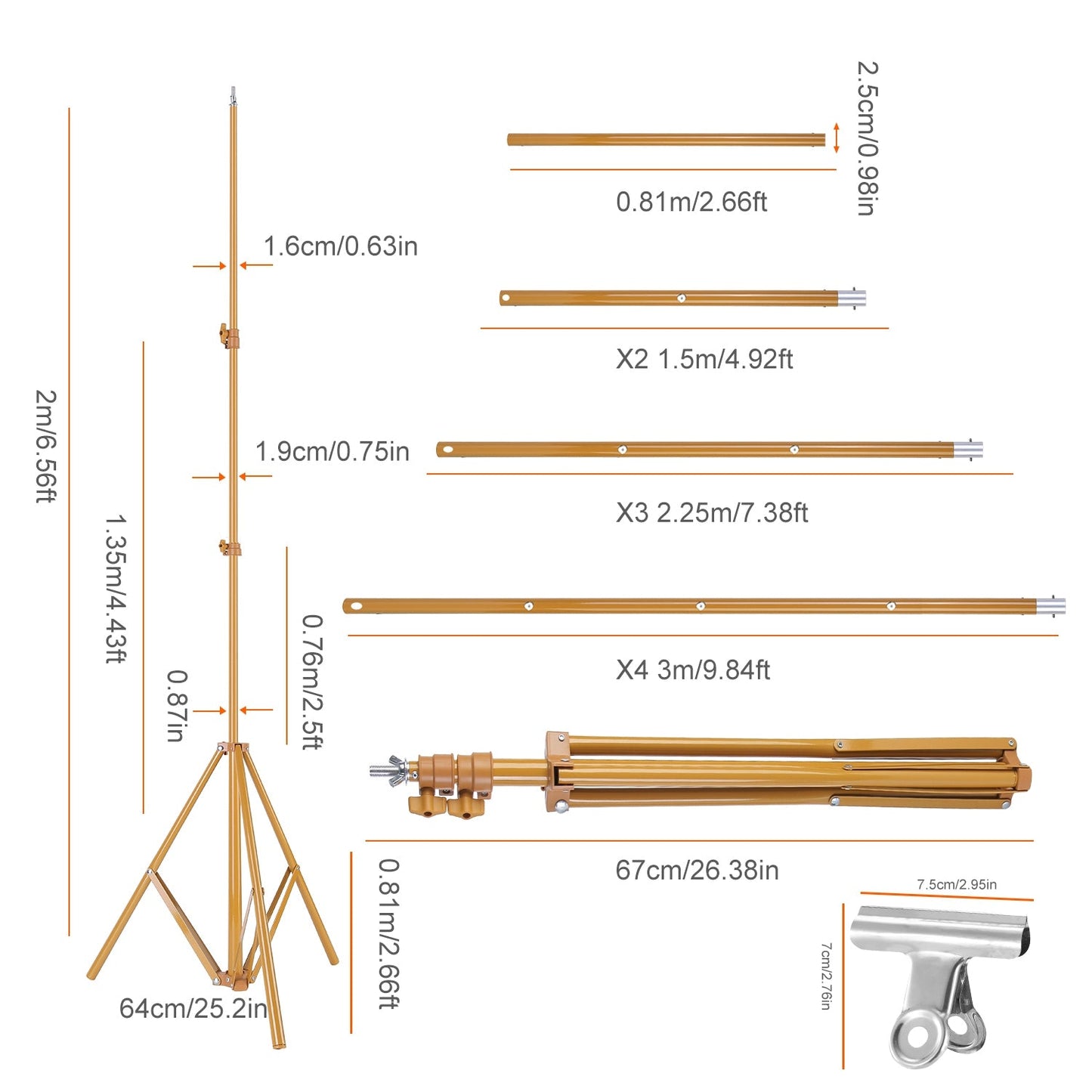 6.5×10ft Photography Backdrop Stand – Adjustable Studio Support Set