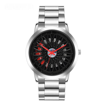 Hollowed-out Wheel Watch Waterproof Steel Band Business Style For Teenagers