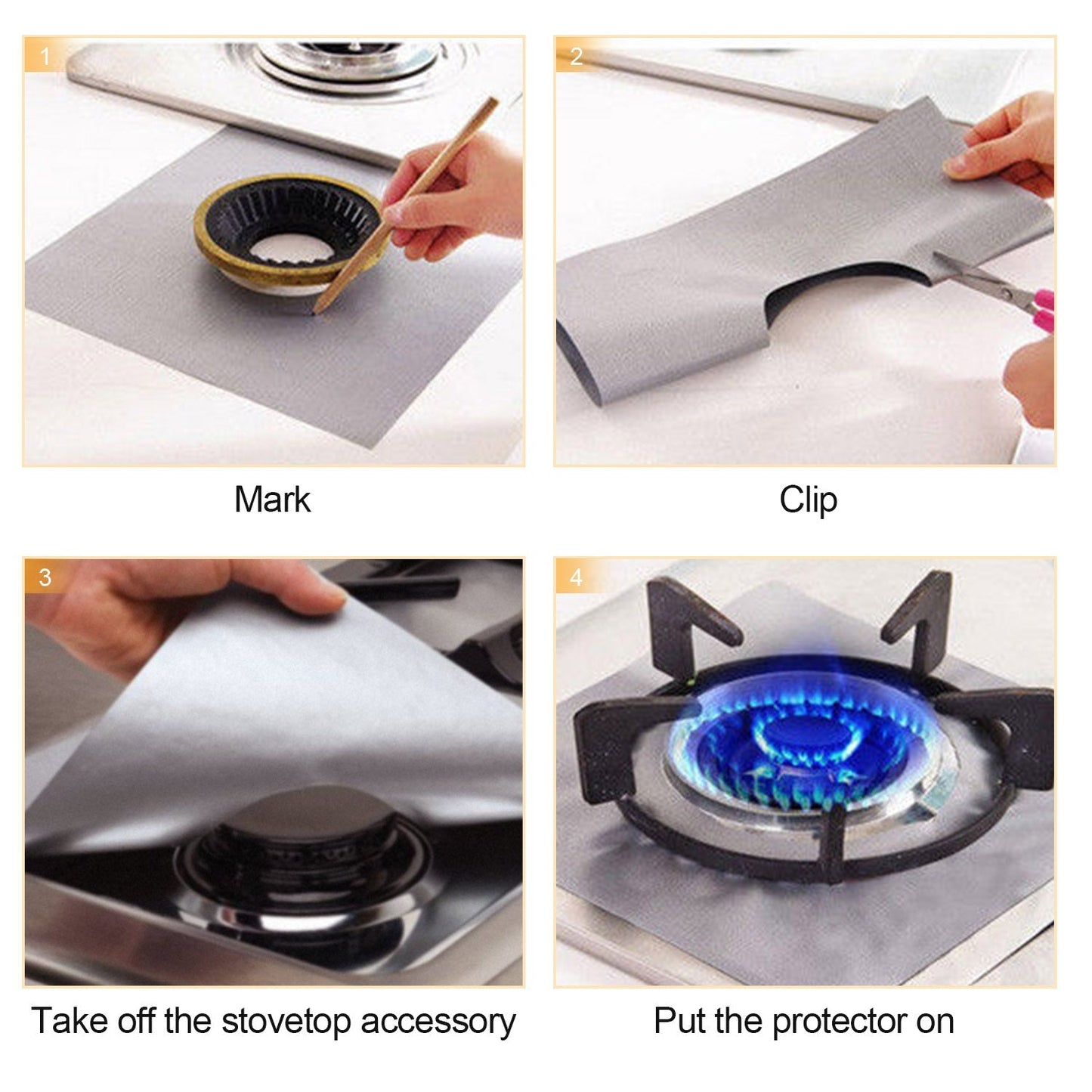 4-Pack Reusable Nonstick Stovetop Burner Protector Liner