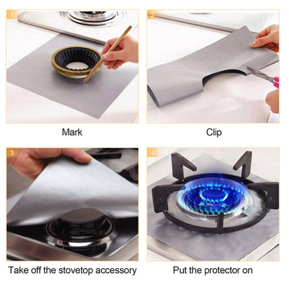 4-Pack Reusable Nonstick Stovetop Burner Protector Liner