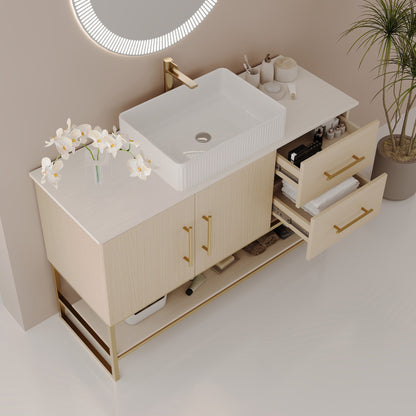 47.2" Modern Bathroom Vanity With Ceramic Vessel Sink