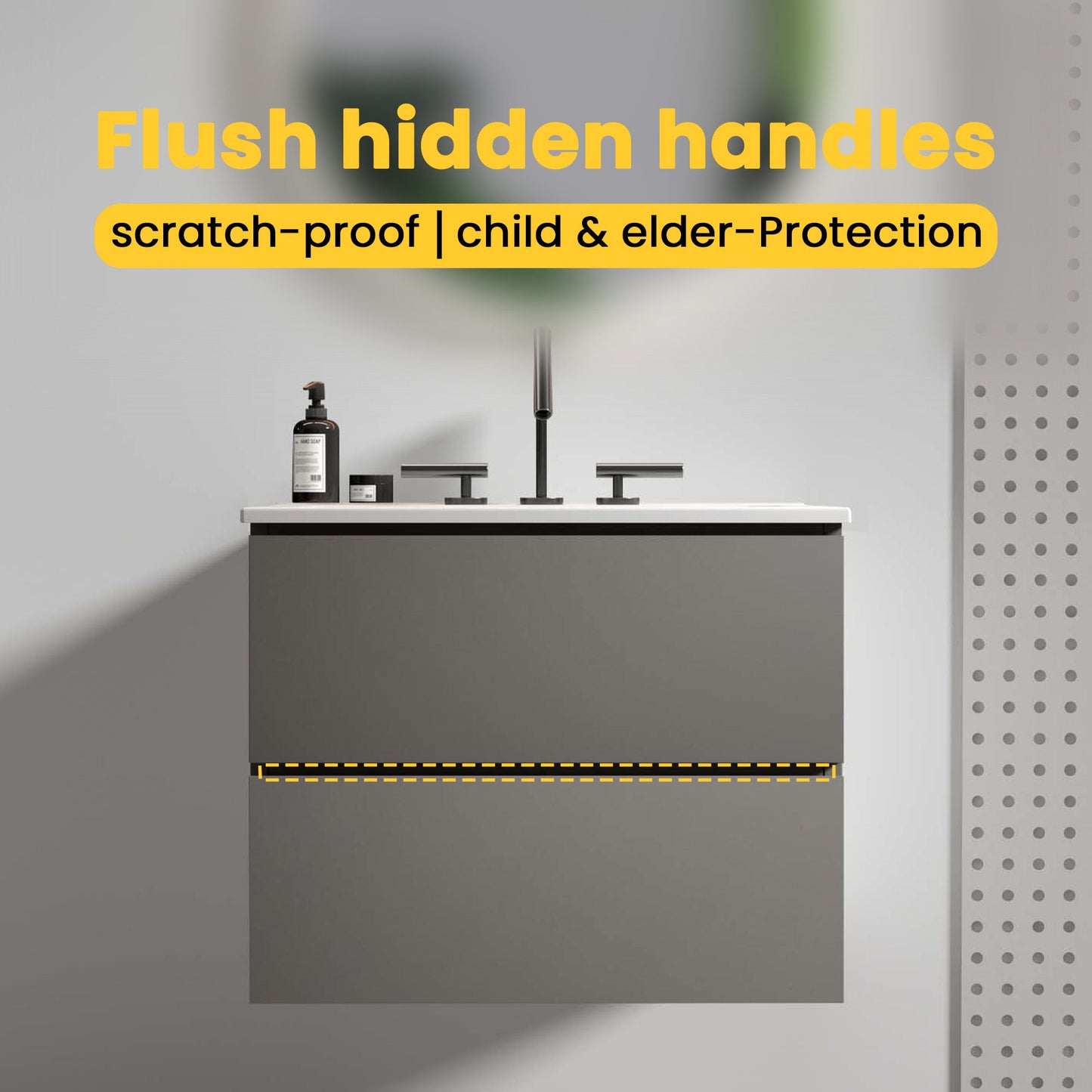 TIA 24" Wall Mount Space Grey Bathroom Vanity