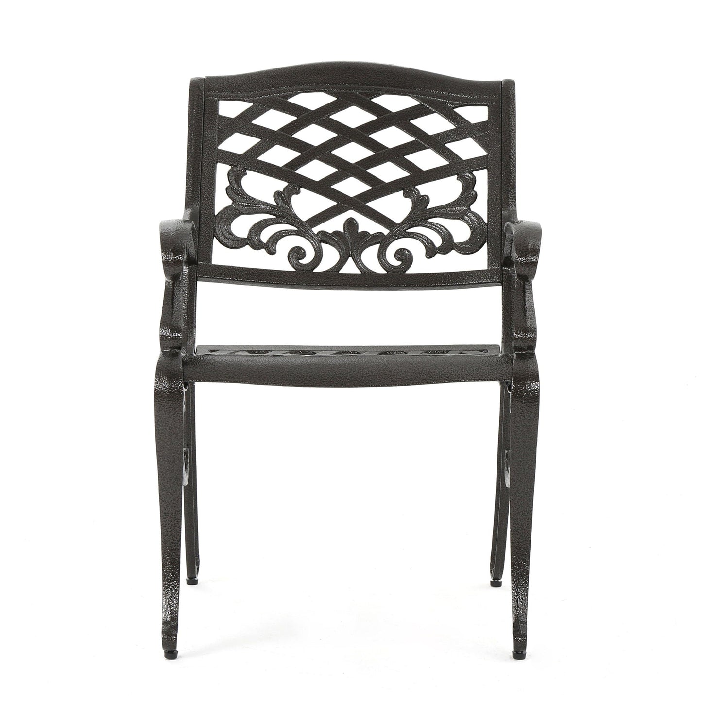 Luminea Outdoor Aluminum Dining Chair with Scroll Design, Bronze